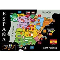 Postal Mapa Político de España Negro 16x11 cm.
